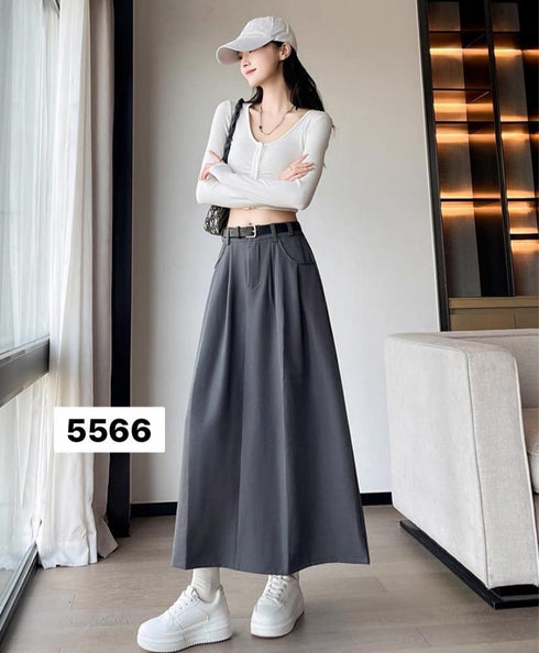 Elegant Vintage Hem Pleated Skirts With Belt